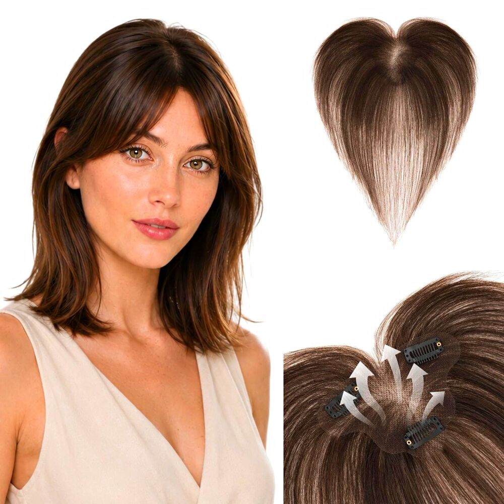 SEGO Pro Clip-In Hand Tied Hair Topper Dark Brown Straight Synthetic 12g